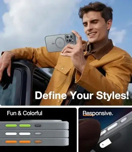 TORRAS Magnetic Shockproof Compatible with iPhone 15 Pro Case, [Military-Grade Drop Tested] [Compatible with MagSafe] Translucent Slim Protective, PC & TPU, Anti-Fingerprint Guardian Mag 2023, Grey - 2