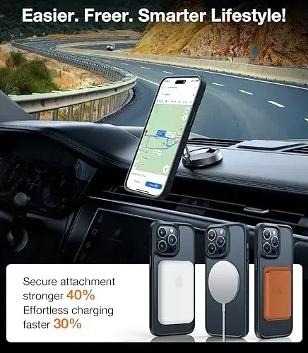 TORRAS Magnetic for iPhone 15 Pro Max Case Compatible with MagSafe, MIL-STD-810G Military Grade, Slim Translucent Phone Case iPhone 15 Pro Max Shockproof Anti-Scratch 6.7