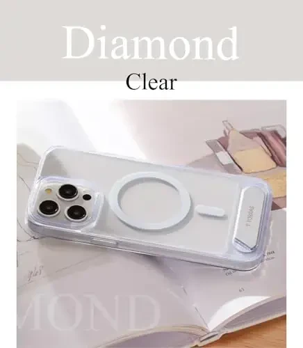 TORRAS for iPhone 15 Pro Max Case Diamond Clear | Strong Magnetic & Seamless Stand, Fit for MagSafe, Military-Grade Drop Protection, Sturdy Adjustable Built-in Kickstand, Slim Anti-Yellowing - 6