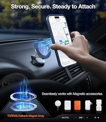 TORRAS iPhone 15 Pro Max uchun g'ilof Yarim shaffof ko'k | Kuchli magnit va uzluksiz stend, MagSafe uchun mos, harbiy darajadagi tushishdan himoya, sozlanishi o'rnatilgan tayanch, ingichka mat qoplama - 3