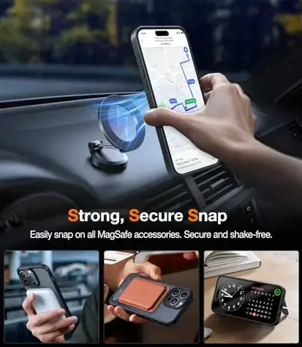 TORRAS iPhone 15 Pro Max uchun g'ilof Yarim shaffof qora | Kuchli magnit va uzluksiz stend, MagSafe uchun mos, harbiy darajadagi zarbadan himoya, sozlanishi mustahkam o'rnatilgan tirgak, ingichka mat qoplama - 4