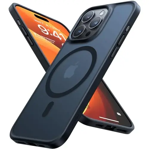 TORRAS iPhone 15 Pro uchun magnitli zarba oʻtkazmaydigan qobiq, [Harbiy darajadagi sinashdan oʻtgan] [MagSafe bilan mos keladi] Shaffof yupqa himoya qiluvchi tirnalishga va barmoq izlariga qarshi Guardian Mag 2023, Qora Titan - 5