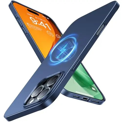 TORRAS Magnetic Slim Fit for iPhone 16 Pro Case 6.3 inch, Ultra-Thin 16 Pro Case Compatible with MagSafe, Lightweight Matte Anti-Scratch Hard PC Cover Phone Case for iPhone 16 Pro OriginFit, Blue - 1