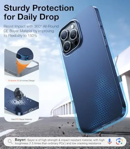 TORRAS Magnetic Slim Fit for iPhone 16 Pro Case 6.3 inch, Ultra-Thin 16 Pro Case Compatible with MagSafe, Lightweight Matte Anti-Scratch Hard PC Cover Phone Case for iPhone 16 Pro OriginFit, Blue - 6