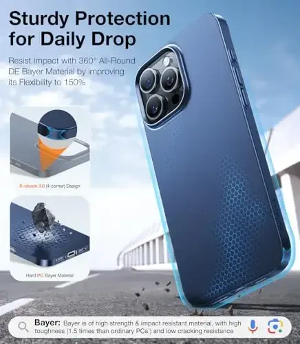 TORRAS Magnetic Slim Fit for iPhone 16 Pro Case 6.3 inch, Ultra-Thin 16 Pro Case Compatible with MagSafe, Lightweight Matte Anti-Scratch Hard PC Cover Phone Case for iPhone 16 Pro OriginFit, Blue - 6