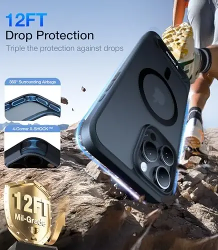 TORRAS Strong Magnetic & Seamless Stand for iPhone 16 Pro Case, [18N Mighty Magnetic] [12FT Mil-Grade Drop Tested] [Fit for MagSafe] Kickstand Protective Slim Phone Case for iPhone 16 Pro 6.3