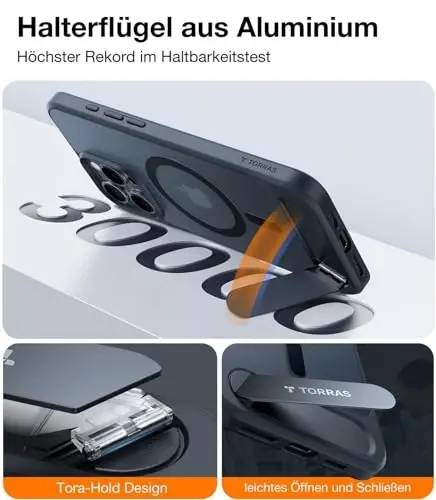 TORRAS Strong Magnetic & Seamless Stand for iPhone 16 Pro Case, [18N Mighty Magnetic] [12FT Mil-Grade Drop Tested] [Fit for MagSafe] Kickstand Protective Slim Phone Case for iPhone 16 Pro 6.3