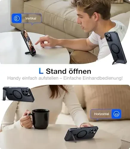 TORRAS Strong Magnetic & Seamless Stand for iPhone 16 Pro Case, [18N Mighty Magnetic] [12FT Mil-Grade Drop Tested] [Fit for MagSafe] Kickstand Protective Slim Phone Case for iPhone 16 Pro 6.3