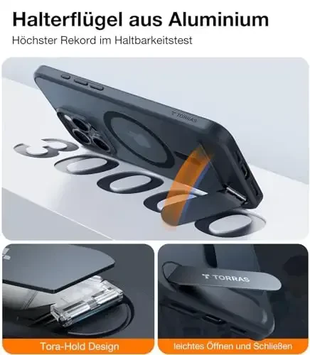 TORRAS Strong Magnetic & Seamless Stand for iPhone 16 Pro Case, [18N Mighty Magnetic] [12FT Mil-Grade Drop Tested] [Fit for MagSafe] Kickstand Protective Slim Phone Case for iPhone 16 Pro 6.3