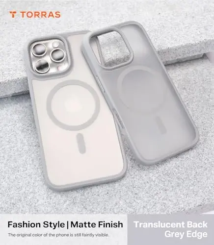 TORRAS Magnetic Shockproof for iPhone 16 Pro Max Case, [4X Military-Grade Protection] [Compatible with MagSafe] Translucent Case for iPhone 16 Pro Max Anti-Scratch Guardian 6.9