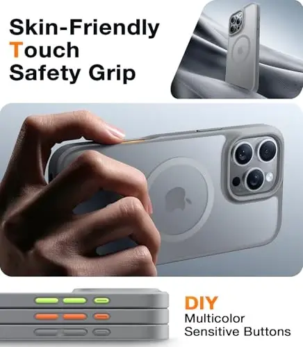 TORRAS Magnetic Shockproof for iPhone 16 Pro Max Case, [4X Military-Grade Protection] [Compatible with MagSafe] Translucent Case for iPhone 16 Pro Max Anti-Scratch Guardian 6.9