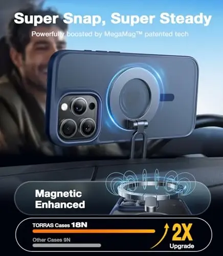 TORRAS Magnetic Shockproof for iPhone 16 Pro Max Case, [4X Military-Grade Protection] [Compatible with MagSafe] Translucent Case for iPhone 16 Pro Max Anti-Scratch Guardian 6.9