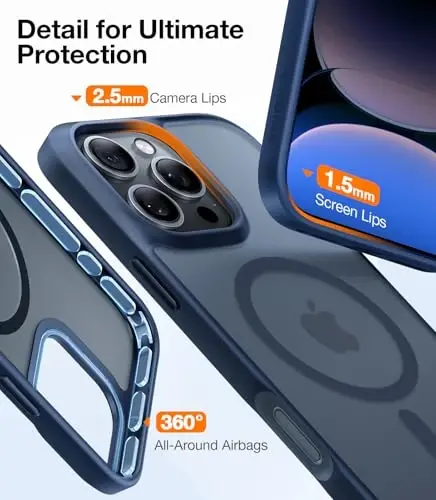TORRAS Magnetic Shockproof for iPhone 16 Pro Max Case, [4X Military-Grade Protection] [Compatible with MagSafe] Translucent Case for iPhone 16 Pro Max Anti-Scratch Guardian 6.9