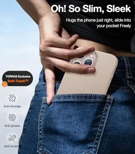 TORRAS iPhone 16 Pro Max uchun Magnetic Slim-Fit gʻilofi, MagSafe bilan mos keluvchi ultra-yupqa 16 ProMax telefon gʻilofi, Yengil chizilishga qarshi mat qattiq PC Bayer 6.9 dyuymli OriginFit, Desert Titanium Gold - 6