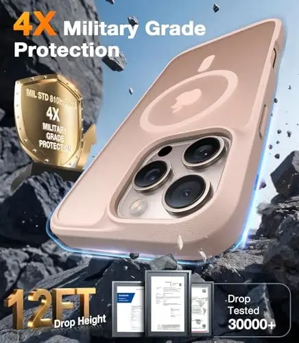 TORRAS iPhone 16 Pro Max uchun magnit zarba o'tkazmaydigan g'ilof, [4X harbiy darajadagi himoya] [MagSafe bilan mos] iPhone 16 Pro Max uchun yarim shaffof g'ilof, tirnalishga qarshi Guardian 6.9