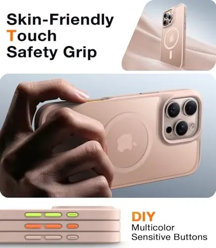 TORRAS iPhone 16 Pro Max uchun magnit zarba o'tkazmaydigan g'ilof, [4X harbiy darajadagi himoya] [MagSafe bilan mos] iPhone 16 Pro Max uchun yarim shaffof g'ilof, tirnalishga qarshi Guardian 6.9