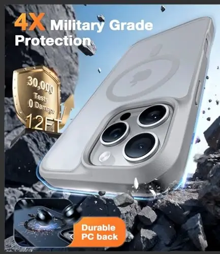 TORRAS iPhone 16 Pro Max uchun magnit zarbga chidamli g'ilof, [4X harbiy darajadagi himoya] [MagSafe bilan mos] iPhone 16 Pro Max uchun shaffof g'ilof, tirnalishga qarshi Guardian 6,9