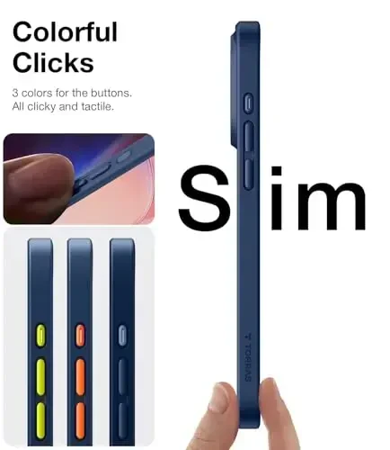 TORRAS iPhone 16 Pro Max uchun zarba o'tkazmaydigan g'ilof, 4X harbiy darajadagi tushishga chidamli, shaffof ingichka himoya qiluvchi tirnalishga qarshi qattiq kompyuter orqa telefon g'ilofi iPhone 16 Pro Max 6.9'' uchun, mat quyuq ko'k qopqoq - 5