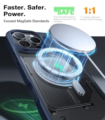 TORRAS iPhone 16 Pro uchun g‘ilof Yarim shaffof mat ko‘k | MagSafe bilan mos, Harbiy darajadagi tushishdan himoya, Kuchliroq magnit, Zarba o‘tkazmaydigan havo yostig‘i, Rangli tugma, Yupqa tirnalishga qarshi - TORRAS (1)