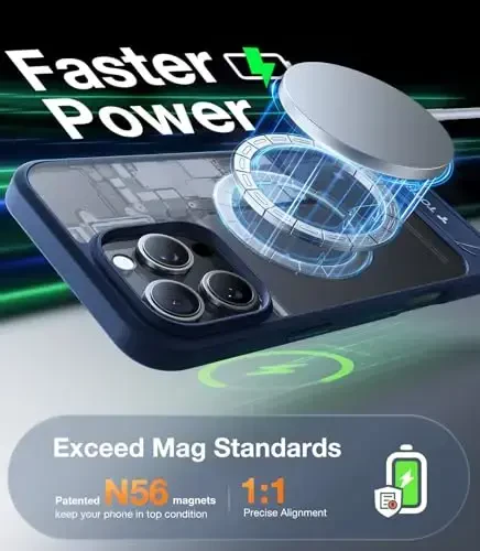 TORRAS iPhone 16 Pro uchun kuchli magnitli va choksiz stend g'ilofi, [18N kuchli magnit] [12FT harbiy darajadagi tushish sinovidan o'tgan] [MagSafe uchun mos] iPhone 16 Pro 6.3