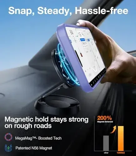 TORRAS iPhone 16 uchun g'ilof Yarim shaffof Moviy | Kuchli Magnit va choksiz stend, MagSafe uchun mos, Harbiy darajadagi tushishdan himoya, Mustahkam sozlanishi o'rnatilgan tirgak, Yupqa mat qoplama - 5