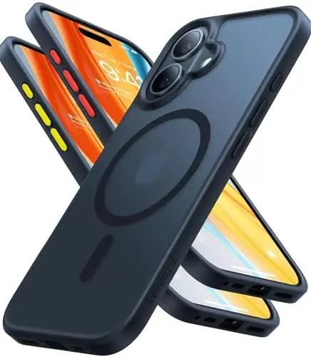 TORRAS iPhone 16 учун магнитли соққа бардош қутӣ, [18N шафқатли магнит] [12FT ҳарбий даражасида тушириш синовларидан ўтган] [MagSafe га мос келадиган] iPhone 16 6.1 учун орқа томони қақиш, ички томони юмшоқ пластикдан ясалган нозик ҳимоя қутӣ - 1