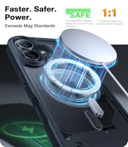 TORRAS iPhone 16 учун магнитли соққа бардош қутӣ, [18N шафқатли магнит] [12FT ҳарбий даражасида тушириш синовларидан ўтган] [MagSafe га мос келадиган] iPhone 16 6.1 учун орқа томони қақиш, ички томони юмшоқ пластикдан ясалган нозик ҳимоя қутӣ - 2