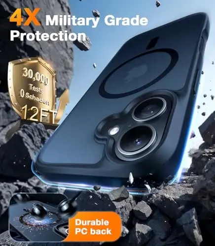 TORRAS iPhone 16 учун магнитли соққа бардош қутӣ, [18N шафқатли магнит] [12FT ҳарбий даражасида тушириш синовларидан ўтган] [MagSafe га мос келадиган] iPhone 16 6.1 учун орқа томони қақиш, ички томони юмшоқ пластикдан ясалган нозик ҳимоя қутӣ - 4