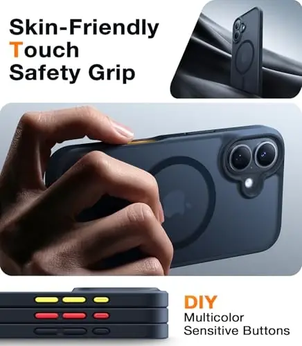TORRAS iPhone 16 учун магнитли соққа бардош қутӣ, [18N шафқатли магнит] [12FT ҳарбий даражасида тушириш синовларидан ўтган] [MagSafe га мос келадиган] iPhone 16 6.1 учун орқа томони қақиш, ички томони юмшоқ пластикдан ясалган нозик ҳимоя қутӣ - 6