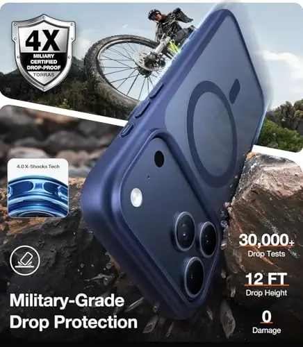 TORRAS Magnetic Shockproof for iPhone 17 Pro Case, Fit for MagSafe, Military-Grade Protection, Camera Control Button, Slim Translucent Anti-Fingerprint Phone Case for iPhone 17 Pro 6.3