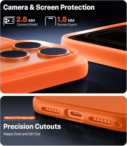 TORRAS Shockproof for iPhone 17 Pro Max Case with Camera Control Button, [12FT Military Grade Drop Protection] Enhanced Grip & Soft Touch Translucent 17 Pro Max Case with DIY Buttons, Neon Orange - 2