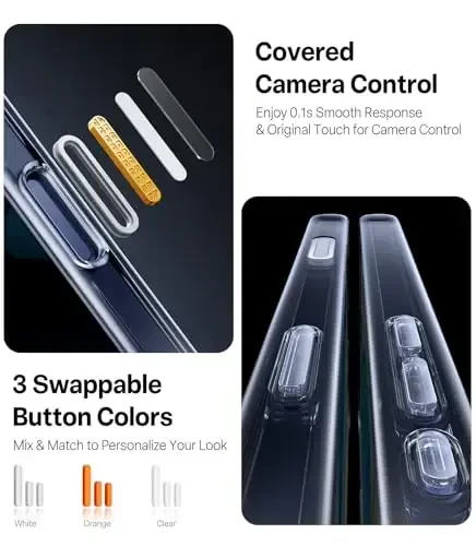 TORRAS Shockproof for iPhone 17 Pro Max Case with Camera Control Button, [12FT Military Grade Drop Protection] Soft Touch & Transparent Slim 17 Pro Max Case with DIY Buttons, Crystal Clear - 6