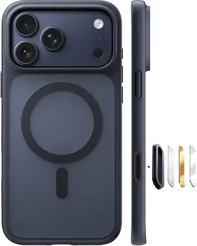 TORRAS Stronger Magnetic & Shockproof for iPhone 17 Pro Max Case, Fit for MagSafe, Military Grade Drop Protection, Camera Control, DIY Button, Slim for iPhone 17 Pro Max Case Translucent Matte Black - 1