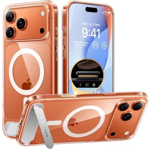 TORRAS Strong Magnetic & Seamless Stand for iPhone 17 Pro Max Case, Anti-Yellowing, Fit for MagSafe, Military Grade Drop Protection, Adjustable Kickstand Slim for iPhone 17 Pro Max Case Diamond Clear - 1