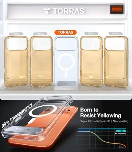 TORRAS Strong Magnetic & Seamless Stand for iPhone 17 Pro Max Case, Anti-Yellowing, Fit for MagSafe, Military Grade Drop Protection, Adjustable Kickstand Slim for iPhone 17 Pro Max Case Diamond Clear - TORRAS (1)