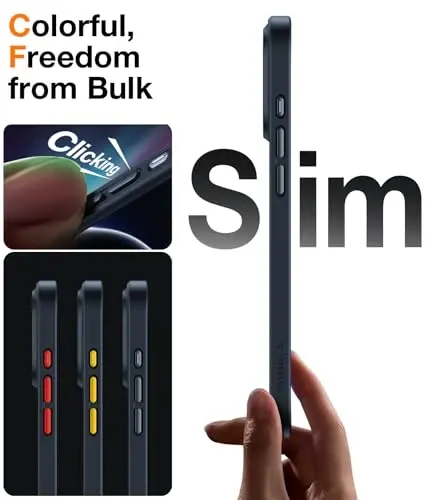 TORRAS iPhone 17 Pro uchun g'ilof, harbiy darajadan yuqori himoya, kamera boshqaruv tugmasi, DIY tugmalar, shaffof mato ingichka zarbga chidamli qattiq orqa tirnalishga qarshi telefon g'ilofi iPhone 17 Pro uchun, qora - 10