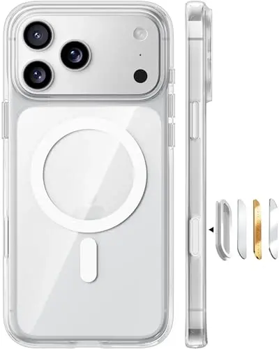 TORRAS iPhone 17 Pro uchun kuchli magnit zarba o‘tkazmaydigan g‘ilof, MagSafe bilan mos, harbiy darajadagi tushishdan himoya, kamera boshqaruvi, DIY tugmasi, iPhone 17 Pro uchun yupqa shaffof telefon g‘ilofi, shaffof - 5
