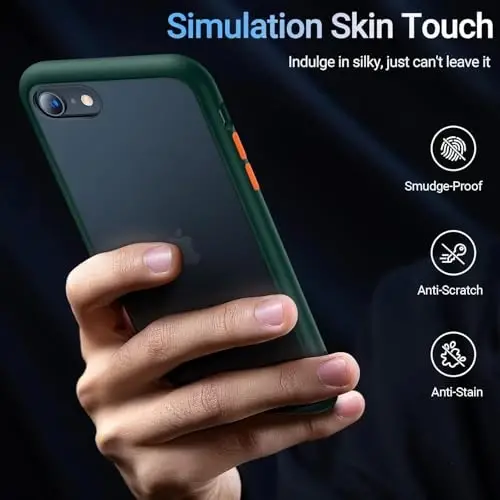 TORRAS Shockproof iPhone SE 2020 Case & iPhone 8 Case [Military Grade Drop Test] Translucent Matte Hard PC Back & Silicone TPU Bumper, Protective & Slim Fit for iPhone 7 case & SE2, Green - 3