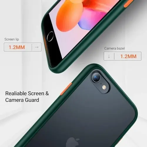 TORRAS Shockproof iPhone SE 2020 Case & iPhone 8 Case [Military Grade Drop Test] Translucent Matte Hard PC Back & Silicone TPU Bumper, Protective & Slim Fit for iPhone 7 case & SE2, Green - 4