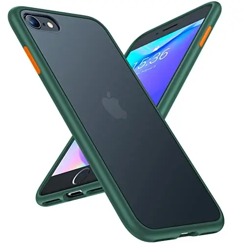 TORRAS iPhone SE 2022/SE 2020/7 uchun zarbadan himoyalovchi g‘ilof [Harbiy standart bo‘yicha sertifikatlangan] Yarim shaffof qattiq orqa qopqoqli ingichka iPhone 8 g‘ilofi, 4.7'', Yashil 