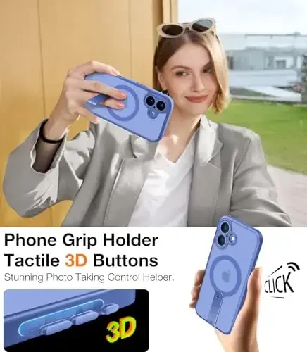 TORRAS Magnetic 360° Spin Stand Case for iPhone 16 Case, [Full Camera Protection][Fit for MagSafe][16FT Mil-Grade Drop Protection] Slim Blue Case for iPhone 16 Phone Case (6.1