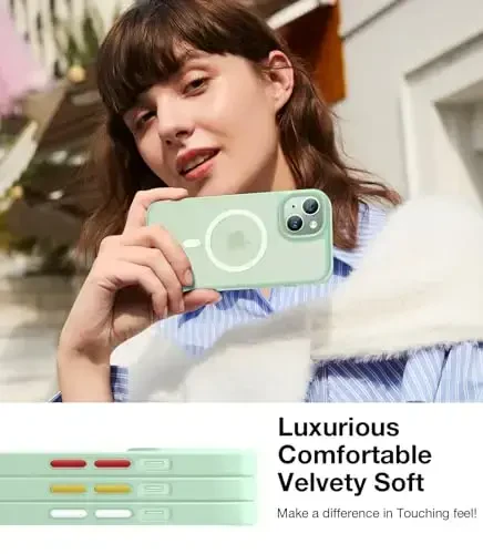 TORRAS Magnetic Designed for iPhone 15 Case iPhone 14 Case, MagSafe bilan mos, harbiy darajadagi tushish sinovidan o'tgan, zarbaga chidamli qattiq orqa yumshoq qirrali nozik himoya qutisi iPhone 15 uchun, Yashil - 6