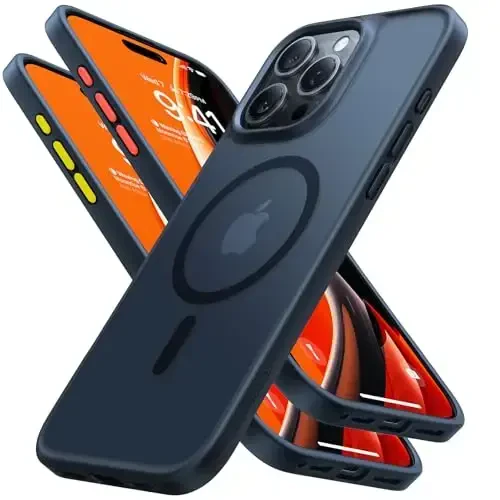 TORRAS Magnetic for iPhone 15 Pro Max Case MagSafe bilan mos, MIL-STD-810G harbiy darajali, Ingichka yarim shaffof telefon qutisi iPhone 15 Pro Max zarbaga chidamli tirnalishga qarshi 6,7
