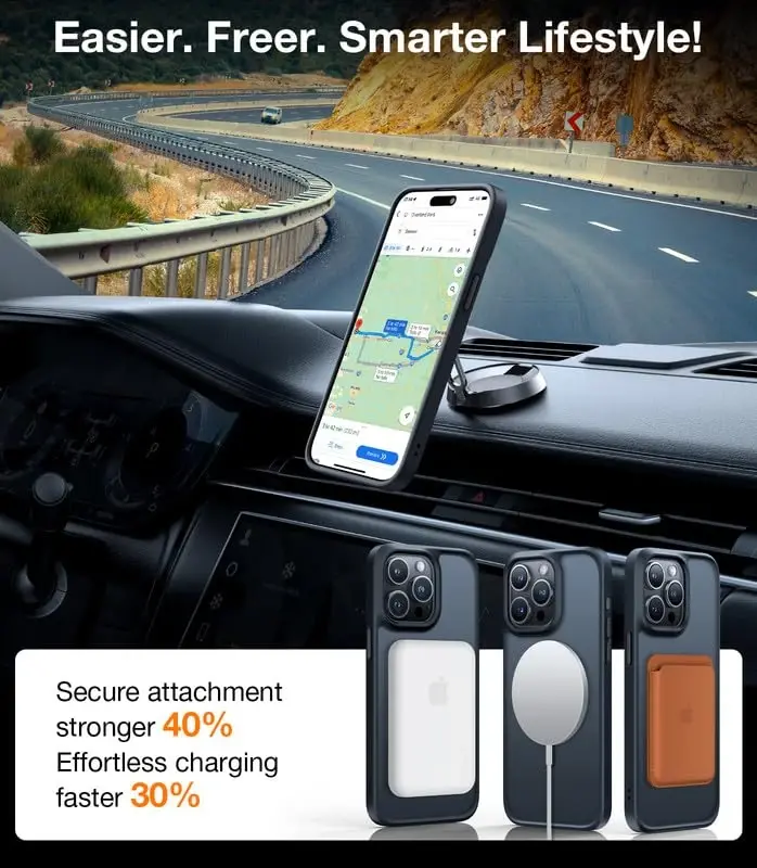 TORRAS Magnetic Guardian iPhone 14 Pro Max Case [Harbiy darajali] [MagSafe mos keluvchi] Yupqa yarim shaffof 6.7