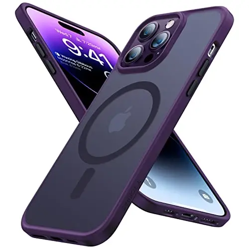 TORRAS Magnetic Guardian iPhone 14 Pro Max Case [Military Grade] [MagSafe Compatible] Slim Translucent 6.7