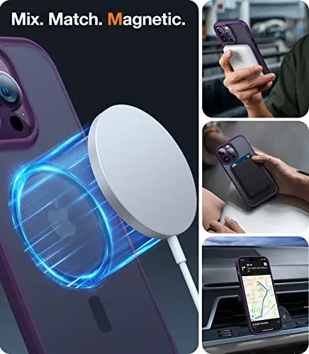 TORRAS Magnetic Guardian iPhone 14 Pro Max Case [Military Grade] [MagSafe Compatible] Slim Translucent 6.7