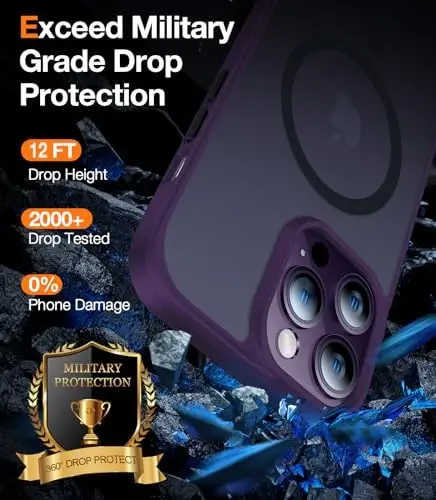 TORRAS Magnetic Guardian iPhone 14 Pro Max Case [Military Grade] [MagSafe Compatible] Slim Translucent 6.7