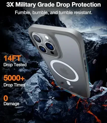 TORRAS Magnetic Guardian iPhone 15 Pro Max uchun g'ilof, [Harbiy darajadagi tushish sinovidan o'tgan] [MagSafe bilan mos] iPhone 15 Pro Max telefon g'ilofi 2023 uchun ingichka g'ilof, tabiiy titanium - 5