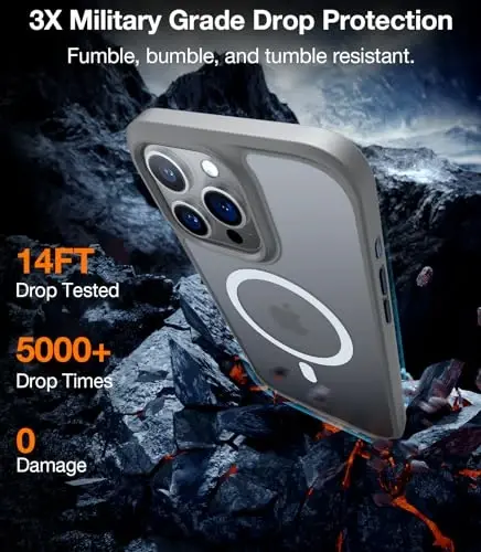 TORRAS Magnetic Guardian iPhone 15 Pro Max uchun g'ilof, [Harbiy darajadagi tushish sinovidan o'tgan] [MagSafe bilan mos] iPhone 15 Pro Max telefon g'ilofi 2023 uchun ingichka g'ilof, tabiiy titanium - 5