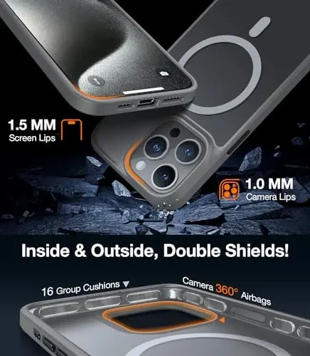 TORRAS Magnetic Guardian iPhone 15 Pro Max uchun g'ilof, [Harbiy darajadagi tushish sinovidan o'tgan] [MagSafe bilan mos] iPhone 15 Pro Max telefon g'ilofi 2023 uchun ingichka g'ilof, tabiiy titanium - 6